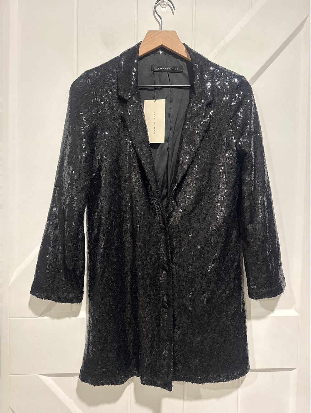 Zara Woman NWT Black Sequin Blazer Jacket, XS